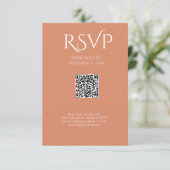QR Code Modern Minimalistic Deep Copper Wedding RSVP Kaartje (Staand voorkant)