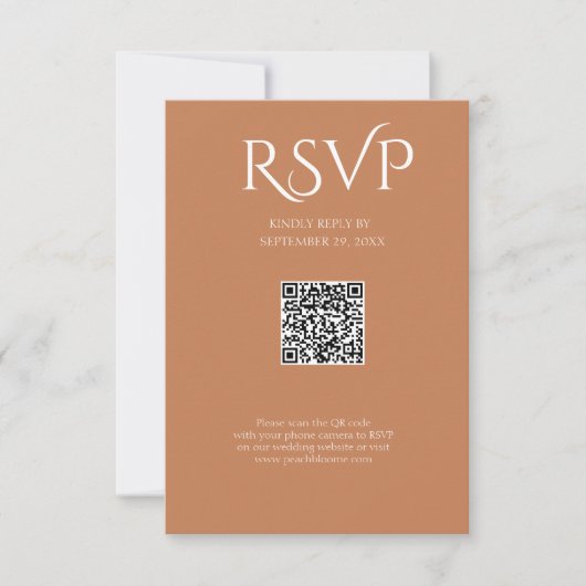 QR Code Modern Minimalistic Soft Copper Wedding RSVP Kaartje (Voorkant)