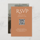 QR Code Modern Minimalistic Soft Copper Wedding RSVP Kaartje (Voorkant / Achterkant)