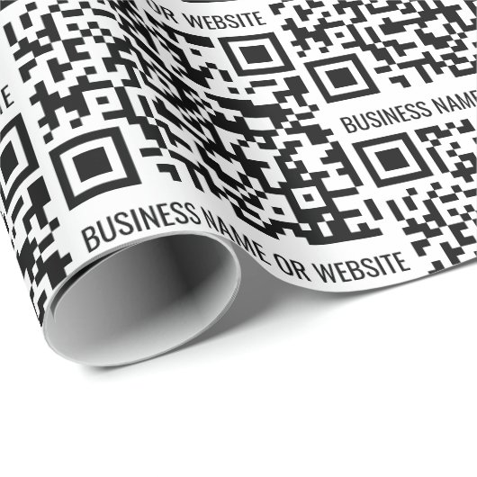 QR-code Modern minimalistisch bedrijf Cadeaupapier (Rol Hoek)