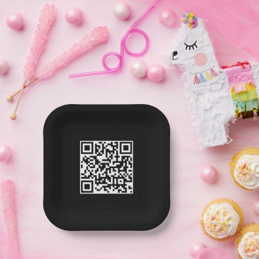 QR-code Modern minimalistisch bedrijf Papieren Bordje (Feest)