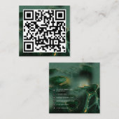 QR-code Modern minimalistisch bedrijfsgroen marmer Contactkaartje (Voorkant / Achterkant)