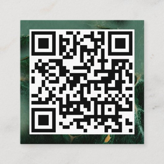 QR-code Modern minimalistisch bedrijfsgroen marmer Contactkaartje (Voorkant)
