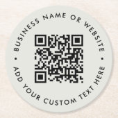 QR-code | Modern minimalistisch eenvoudig grijs sc Ronde Kartonnen Onderzetter (Voorkant)