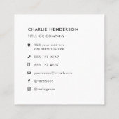 QR-code | Modern minimalistisch, eenvoudig wit upl Vierkante Visitekaartje (Achterkant)