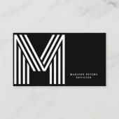 QR code modern minimalistisch effen zwart monogram Visitekaartje (Voorkant)