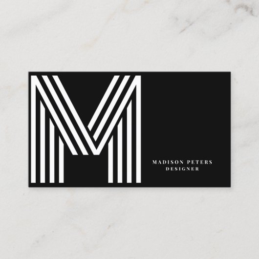 QR code modern minimalistisch effen zwart monogram Visitekaartje (Voorkant)