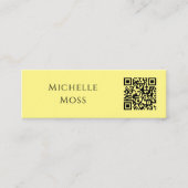 QR code Modern Minimalistisch Geel Mini Visitekaartje (Voorkant)