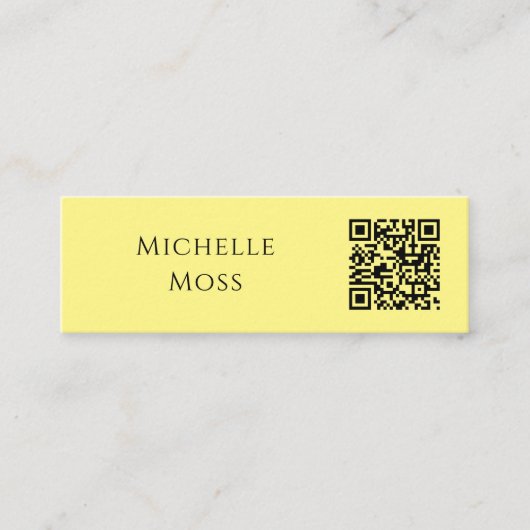 QR code Modern Minimalistisch Geel Mini Visitekaartje (Voorkant)