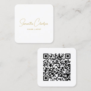 QR-code modern minimalistisch handgeschreven goud Vierkante Visitekaartje
