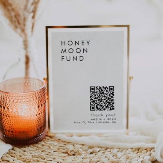 QR-code Modern Minimalistisch Honeymoon Fund Sign Kaart