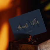 QR Code Modern Minimalistisch Monogram Donkerblauw Visitekaartje