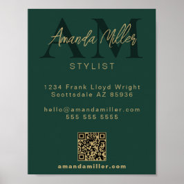 QR Code Modern Minimalistisch Monogram Download Gr Poster