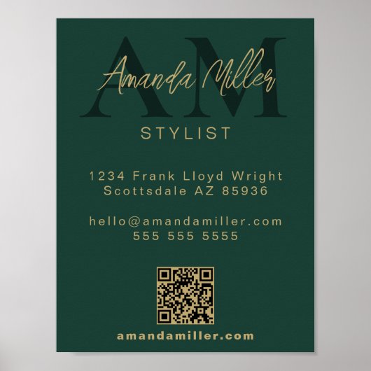 QR Code Modern Minimalistisch Monogram Download Gr Poster (Voorkant)