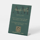 QR Code Modern Minimalistisch Monogram Download Gr Reclamebord Met Voetstuk (Voorkant)