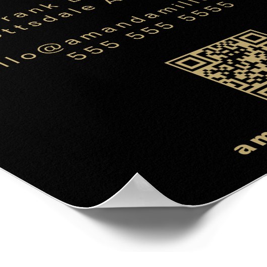 QR Code Modern Minimalistisch Monogram Download Zw Poster (Hoek)