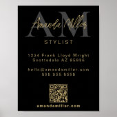 QR Code Modern Minimalistisch Monogram Download Zw Poster (Voorkant)