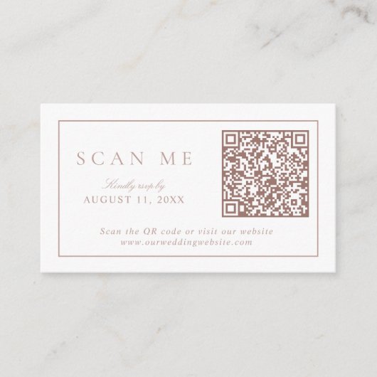 QR Code Modern Minimalistisch Monogram Stoffig Roo Informatiekaartje (Voorkant)