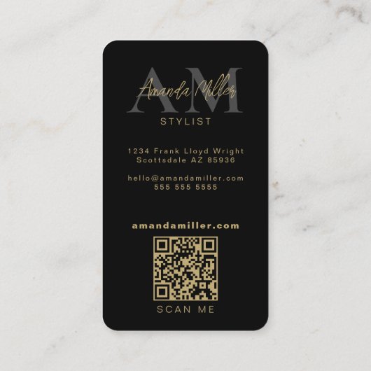 QR Code Modern Minimalistisch Monogram Verticaal Z Visitekaartje (Achterkant)