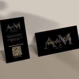 QR Code Modern Minimalistisch Monogram Verticaal Z Visitekaartje