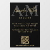 QR Code Modern Minimalistisch Monogram Zwart en Go Raamsticker (Vel)