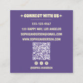 QR-code Modern Minimalistisch Professioneel Paars Vierkante Visitekaartje (Achterkant)
