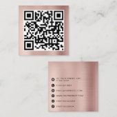 QR Code Modern Minimalistisch Roos Goud Roze Vierkante Visitekaartje (Voorkant / Achterkant)