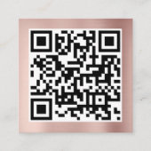 QR Code Modern Minimalistisch Roos Goud Roze Vierkante Visitekaartje (Voorkant)