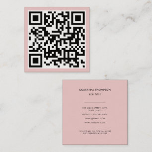 QR-code Modern minimalistisch schaalbaar Blush roz Vierkante Visitekaartje