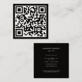 QR-code Modern minimalistisch schaalbaar zwart Vierkante Visitekaartje (Voorkant / Achterkant)