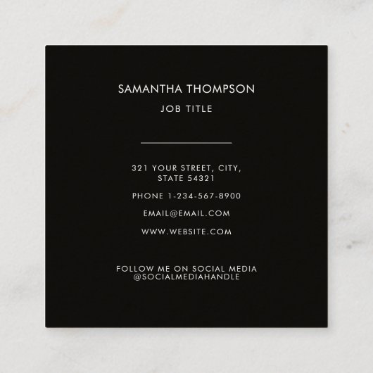 QR-code Modern minimalistisch schaalbaar zwart Vierkante Visitekaartje (Achterkant)