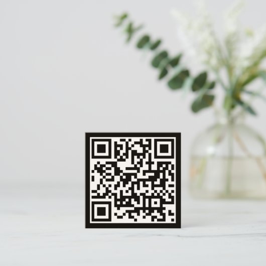 QR-code Modern minimalistisch schaalbaar zwart Vierkante Visitekaartje (Staand voorkant)