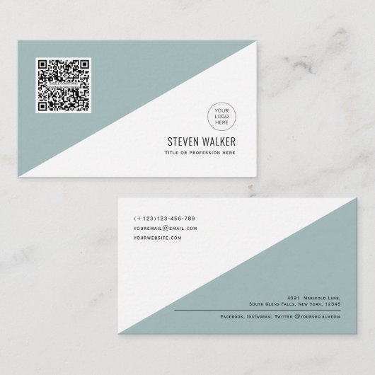 QR-code Modern minimalistisch Schone bedrijven Visitekaartje (Voorkant / Achterkant)