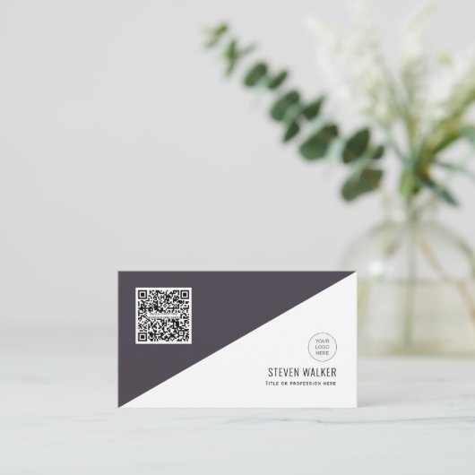 QR-code Modern minimalistisch Schone bedrijven Visitekaartje (Staand voorkant)
