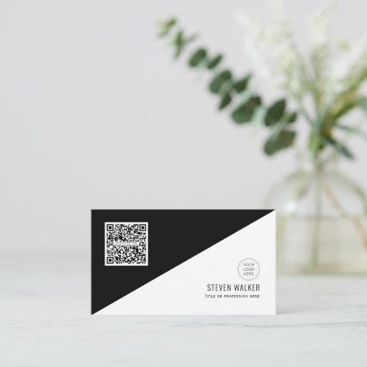 QR-code Modern minimalistisch Schone bedrijven Visitekaartje (Staand voorkant)