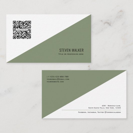 QR-code Modern minimalistisch Schone Professional  Visitekaartje (Voorkant / Achterkant)