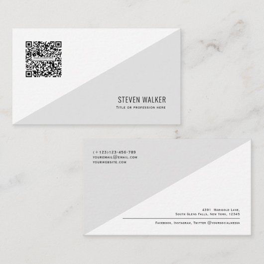 QR-code Modern minimalistisch Schone Professional Visitekaartje (Voorkant / Achterkant)