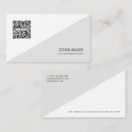 QR-code Modern minimalistisch Schone Professional  Visitekaartje (Voorkant / Achterkant)