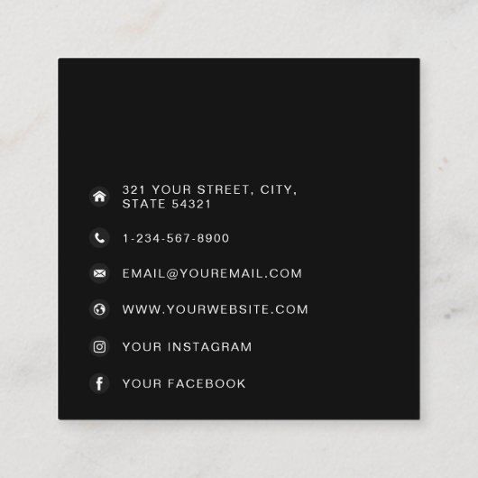 QR-code Modern minimalistisch Vierkante Visitekaartje (Achterkant)