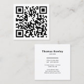 QR-code Modern minimalistisch Vierkante Visitekaartje (Voorkant / Achterkant)