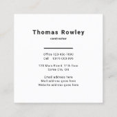 QR-code Modern minimalistisch Vierkante Visitekaartje (Achterkant)