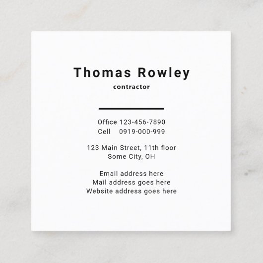 QR-code Modern minimalistisch Vierkante Visitekaartje (Achterkant)