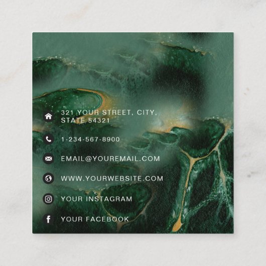 QR Code Modern Minimalistisch Zakelijk Smaragd Gro Vierkante Visitekaartje (Achterkant)