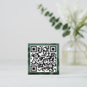 QR Code Modern Minimalistisch Zakelijk Smaragd Gro Vierkante Visitekaartje (Staand voorkant)