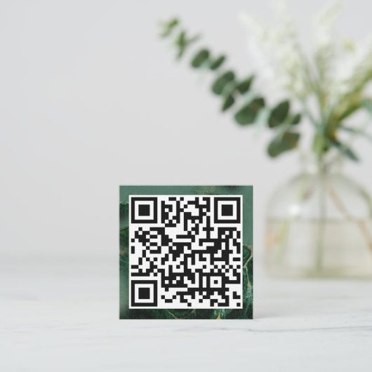 QR Code Modern Minimalistisch Zakelijk Smaragd Gro Vierkante Visitekaartje (Staand voorkant)