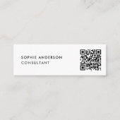 QR-code | Modern minimalistisch zuiver wit Mini Visitekaartje (Voorkant)
