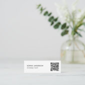 QR-code | Modern minimalistisch zuiver wit Mini Visitekaartje (Staand voorkant)