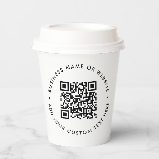 QR-code | Modern minimalistisch zuiver wit Papieren Bekers (Voorkant)