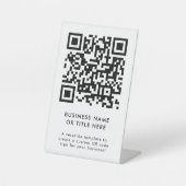 QR-code | Modern minimalistisch zuiver wit Reclamebord Met Voetstuk (Voorkant)