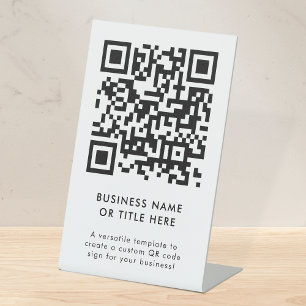 QR-code Modern minimalistisch zuiver wit Reclamebord Met Voetstuk